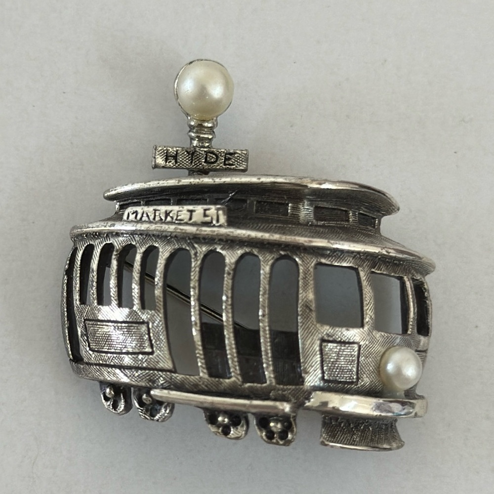 Tortolani Market Street Trolley Vintage Pewter Figural Pin​